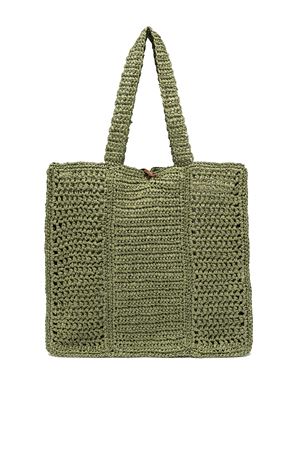 Nefeli shopper bag in paglia crochet verde GIANNI CHIARINI | BS11955COMMSTRCRCH11730